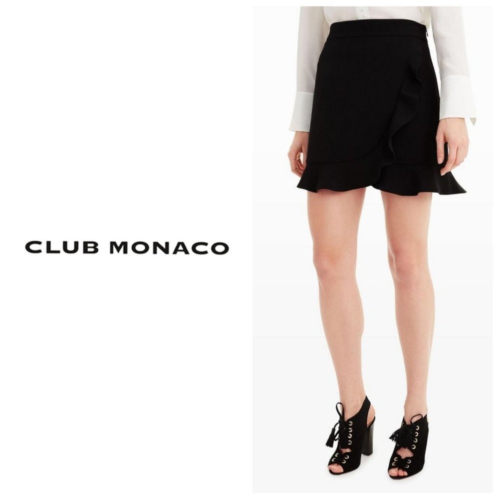 *2 for $25*CLUB MONACO Black Ruffle Hem Mini Skirt